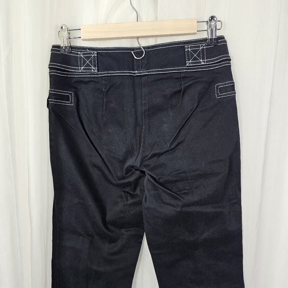 Cache y2k black capri sailor flap pants white stitching large silver buttons 4 - Picture 6 of 9